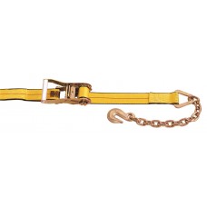 2" X 27' Ratchet Strap Assembly W/ Chain Anchor and Hook -  3,333 LBS WLL